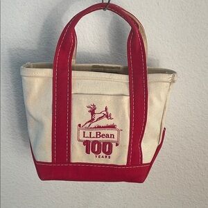 LL Bean 100 Years Anniversary Mini Boat and Tote Bag Red Canvas USA